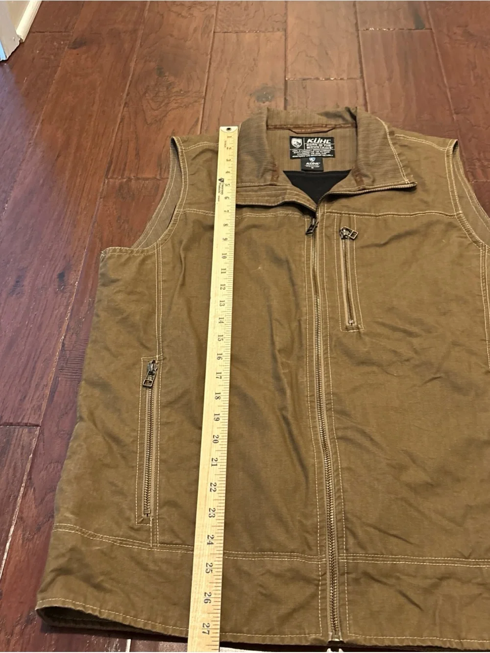 Kuhl Men's Tan Canvas Zip Front Utility Vest